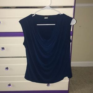 Sleeveless navy blouse